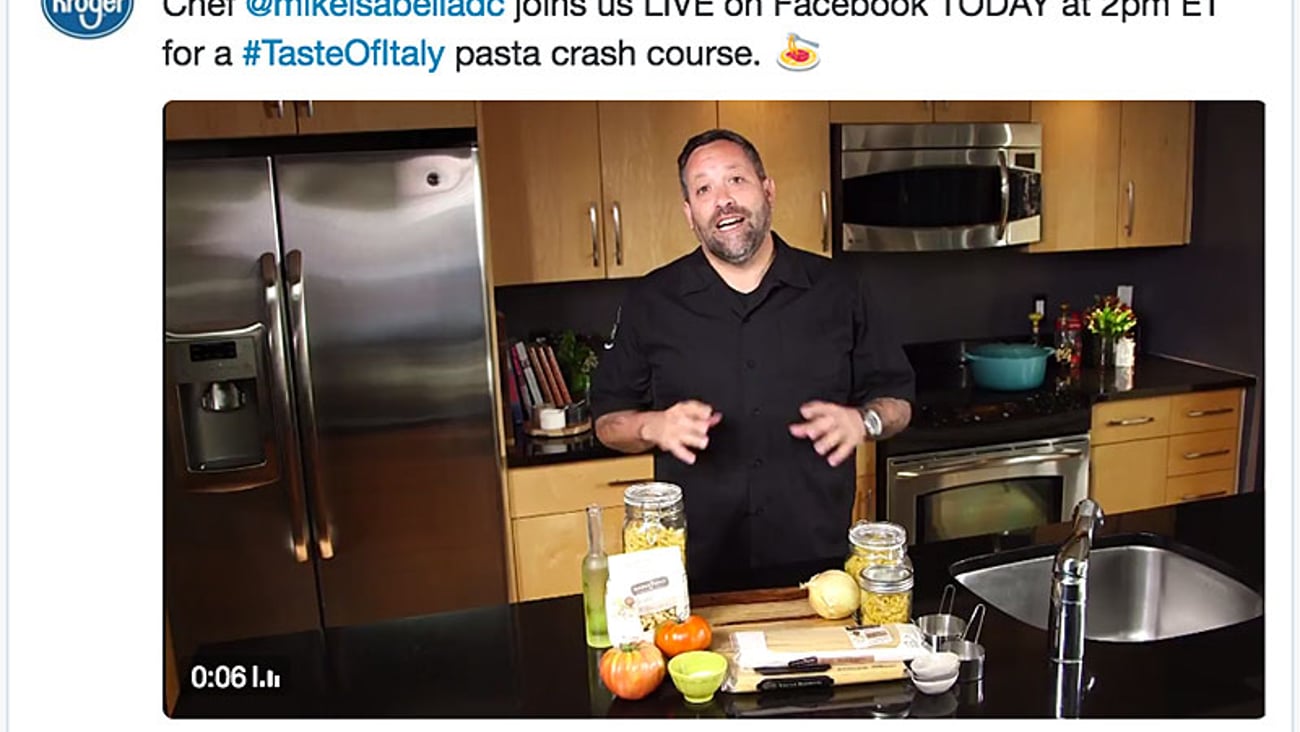 Kroger 'Pasta Crash Course' Twitter Update