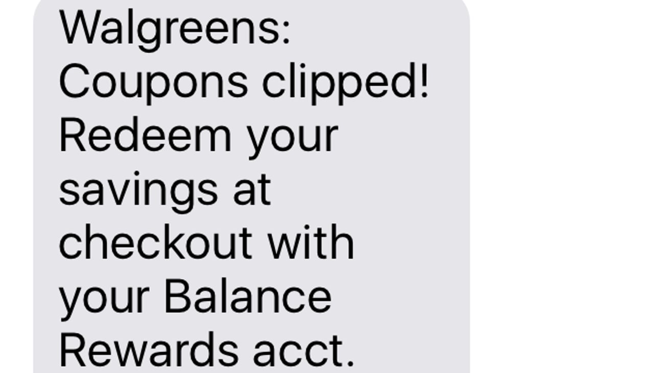 Walgreens 'Text2Clip Coupons' Text Message