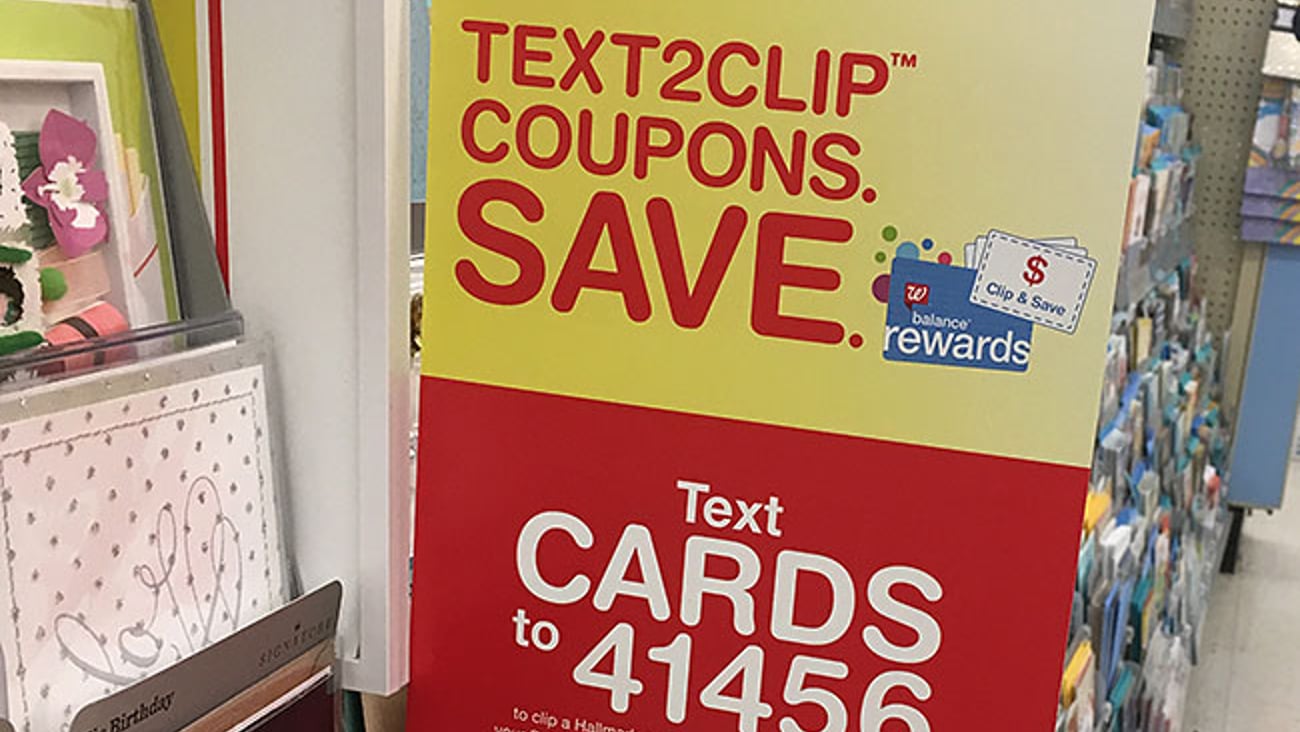 Walgreens Hallmark 'Text2Clip' Shelf Talker