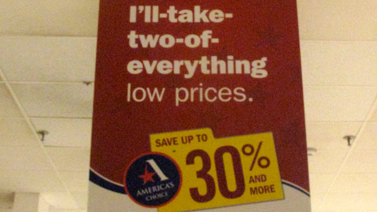 A&P America's Choice Ceiling Banner