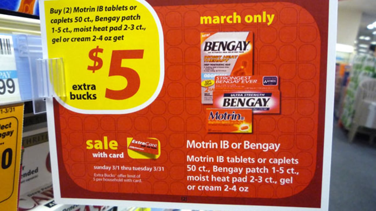 CVS J&J Extra Bucks Shelf Sign