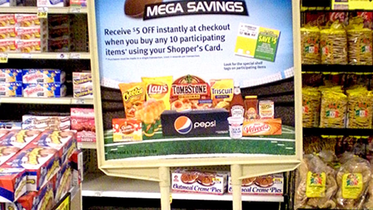 Kroger 'Score Mega Savings' Stanchion