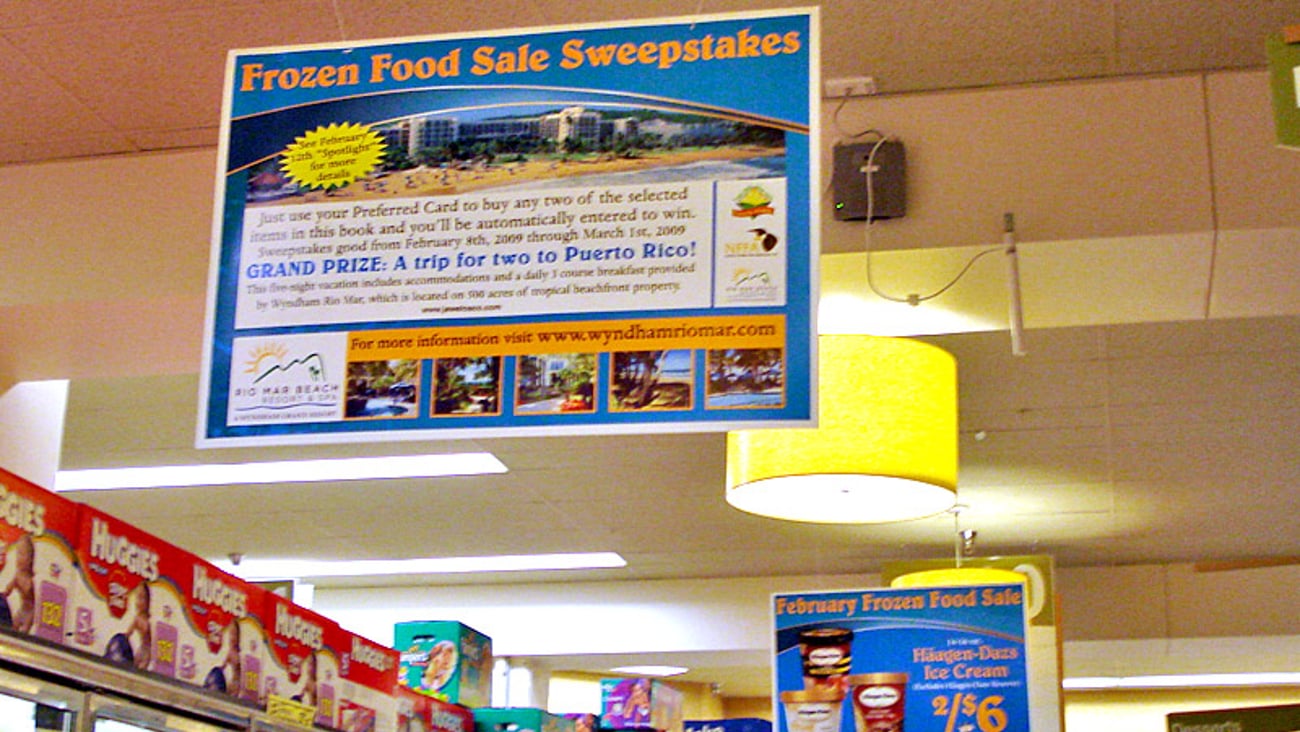 Jewel-Osco Frozen Food Sweeps Ceiling Sign