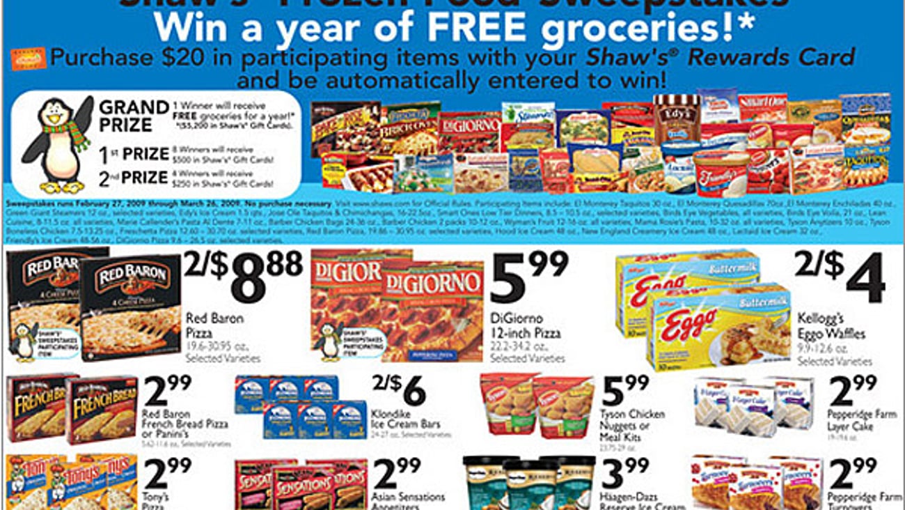 Shaw's Frozen Food Sweeps Feature
