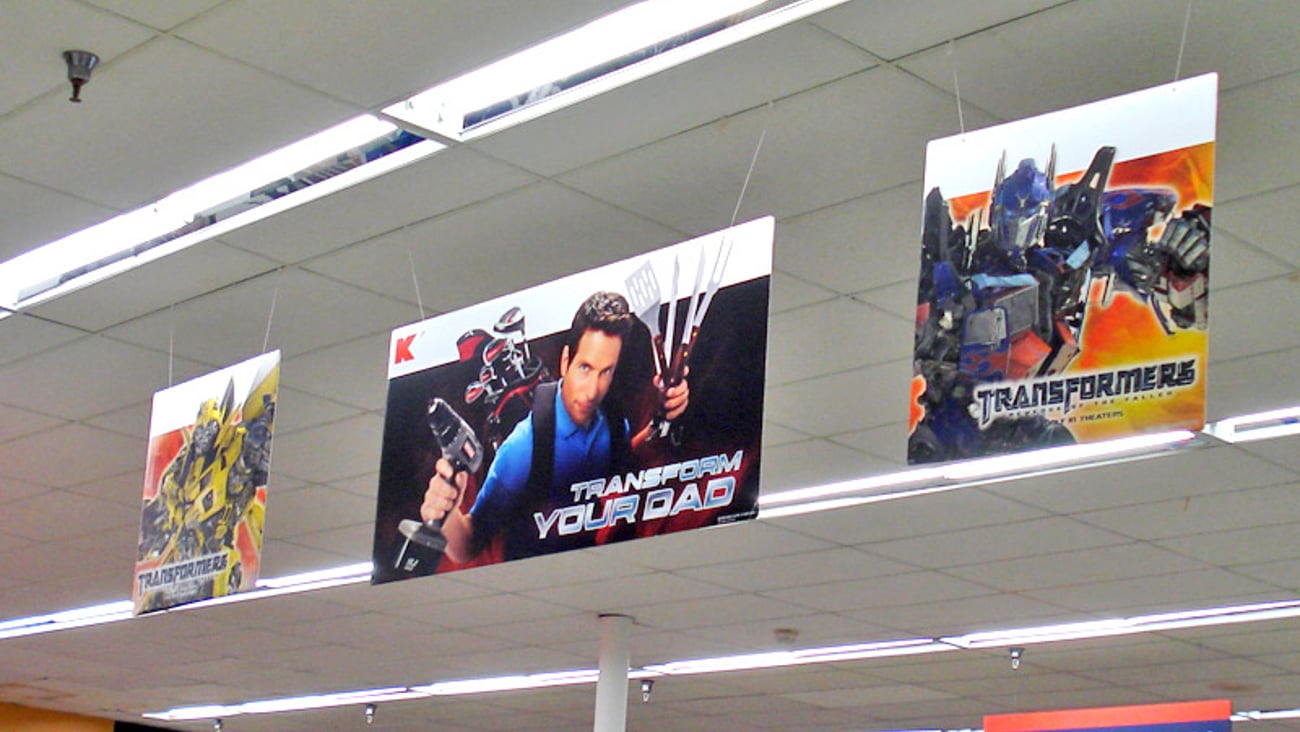 Kmart 'Transform Your Dad' Ceiling Signs