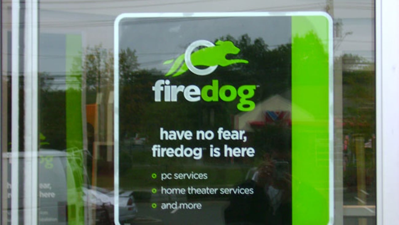 Circuit City Firedog Window Cling