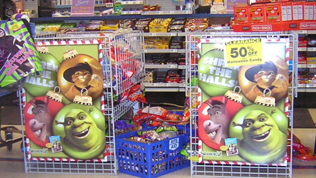 Rite Aid 'Shrek 2' Dump Bin Signs