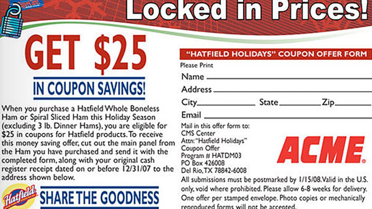 Acme Hatfield Holiday Rebate Feature