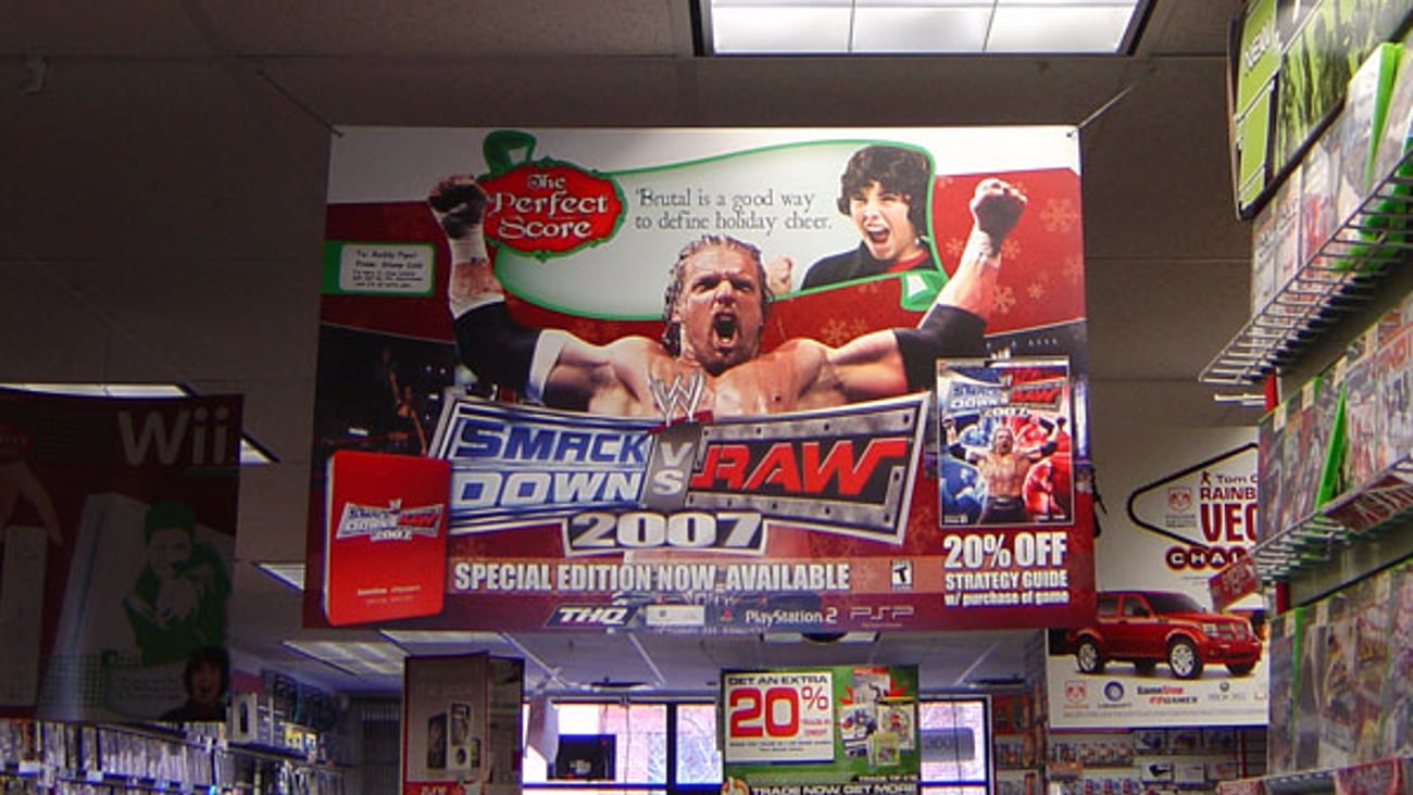 GameStop 'WWE Smackdown' Ceiling Sign