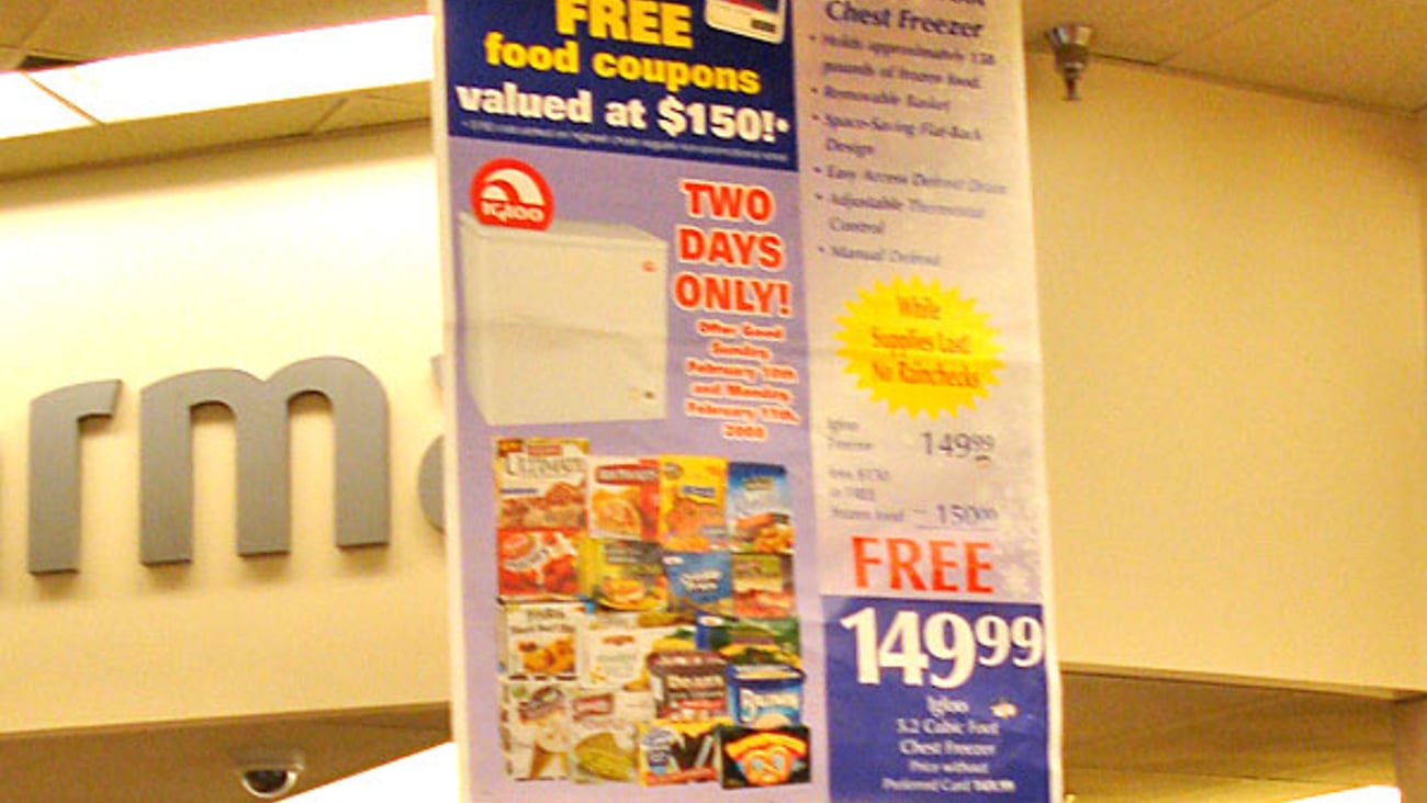 Jewel-Osco Freezer Rebate Ceiling Banner