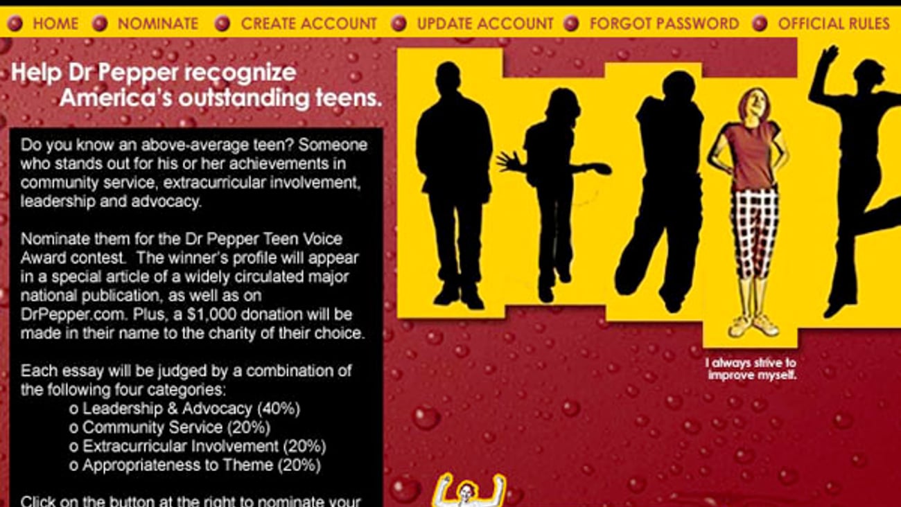 Wal-Mart/Dr Pepper Teen Voice Award Web Ad