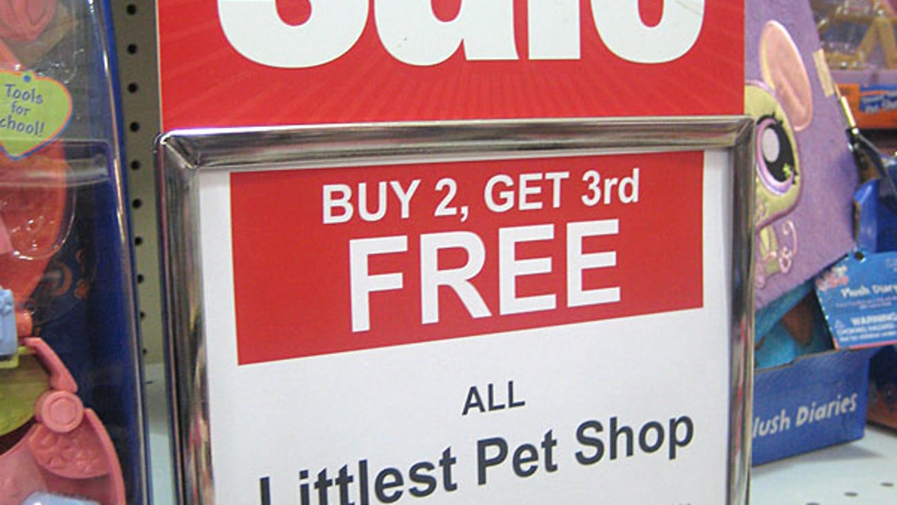 Toys "R" Us Birthday Sale Shelf Sign