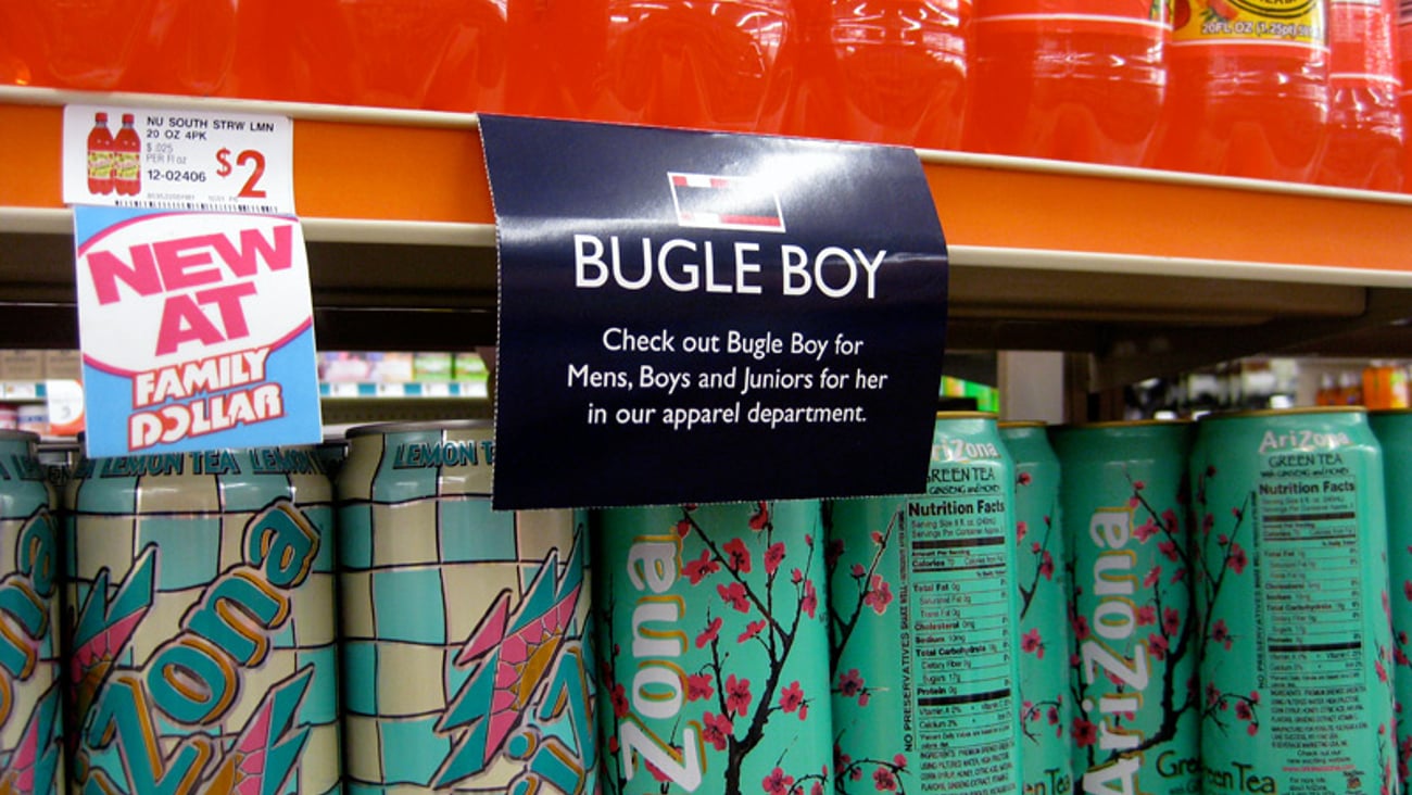 Family Dollar Bugle Boy Shelf Sign