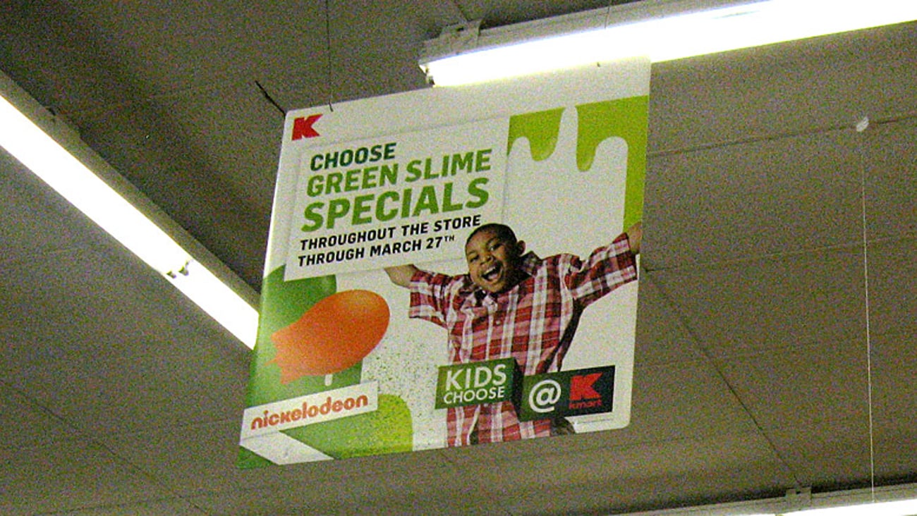 Kmart Nickelodeon 'Green Slime Specials' Ceiling Sign
