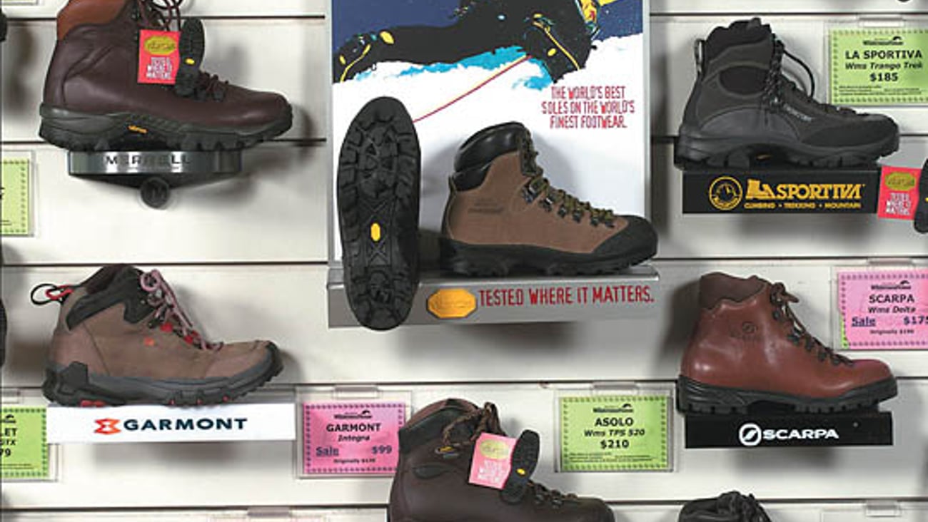 Vibram Slatwall Shoe Shelf Displays