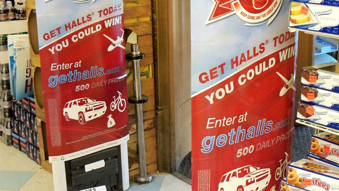 Halls 'Pop a Drop' Security Pedestal Ads