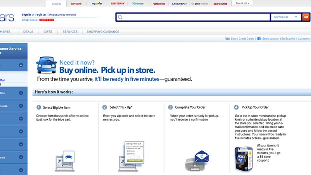 Sears 'Ready in 5' Web Page 