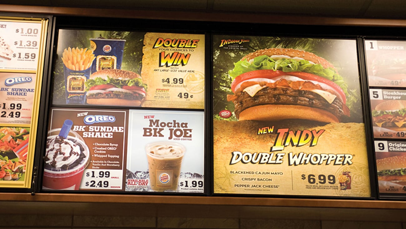 Burger King "Indiana Jones" Menu Board