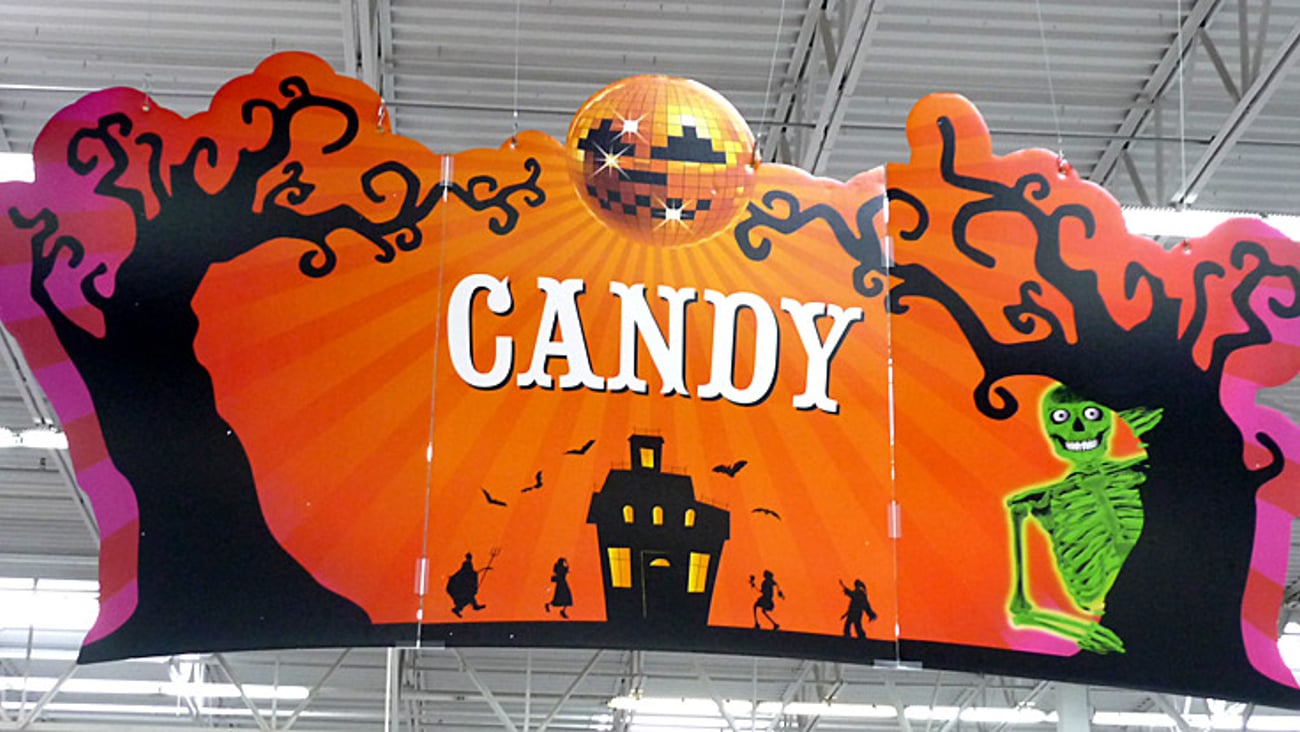 Walmart Halloween Candy Ceiling Sign