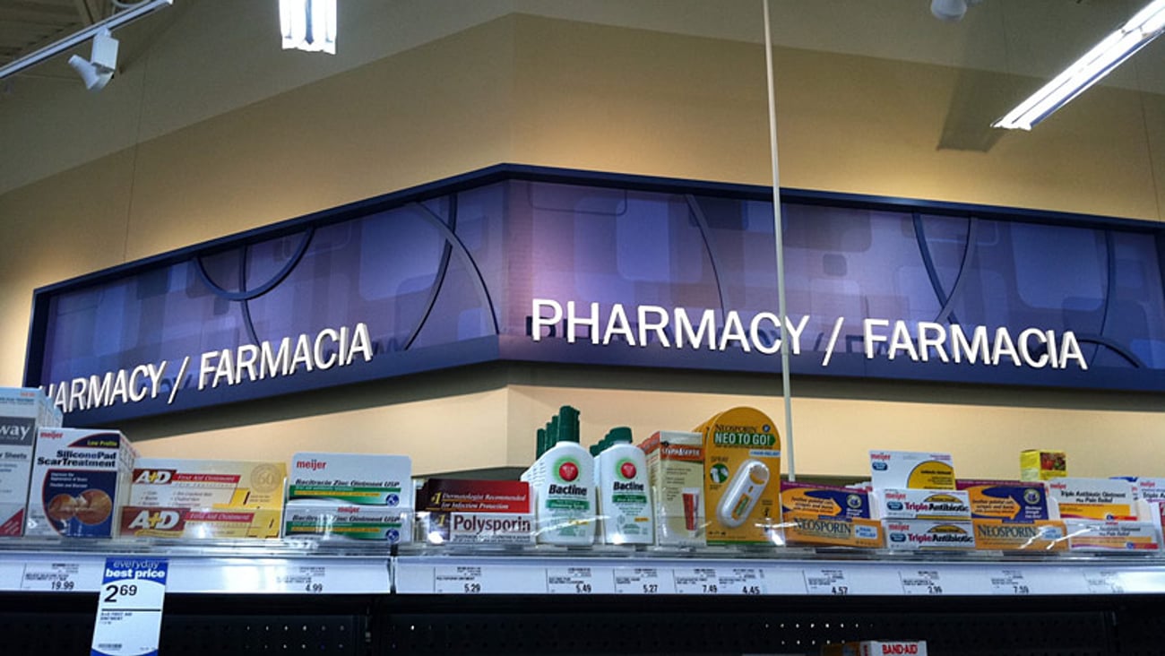 Meijer Marketplace Bilingual Pharmacy Sign