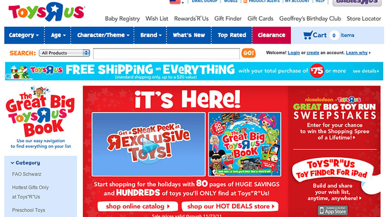 Toys "R" Us 'Big Book' Splash Page