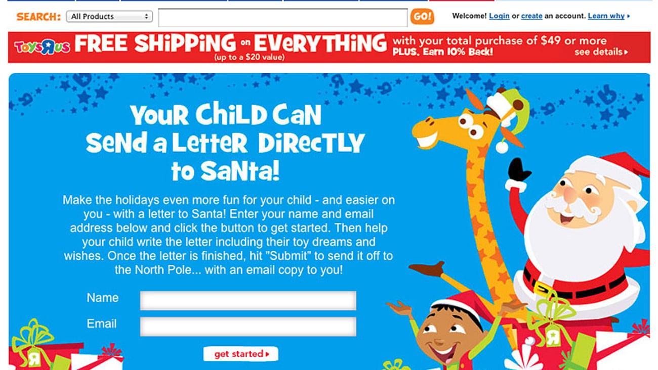 Toys "R" Us Santa Letter Page