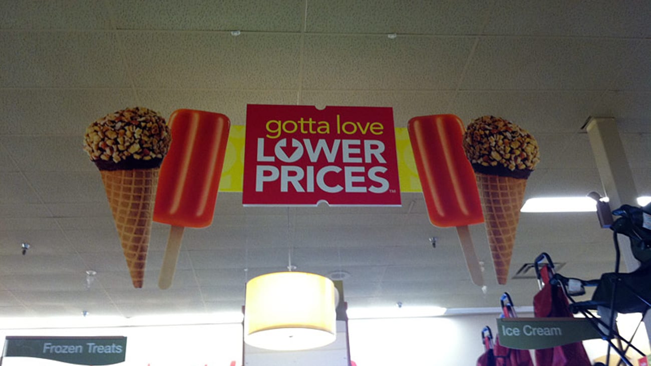 Jewel-Osco 'Lower Prices' Ceiling Sign