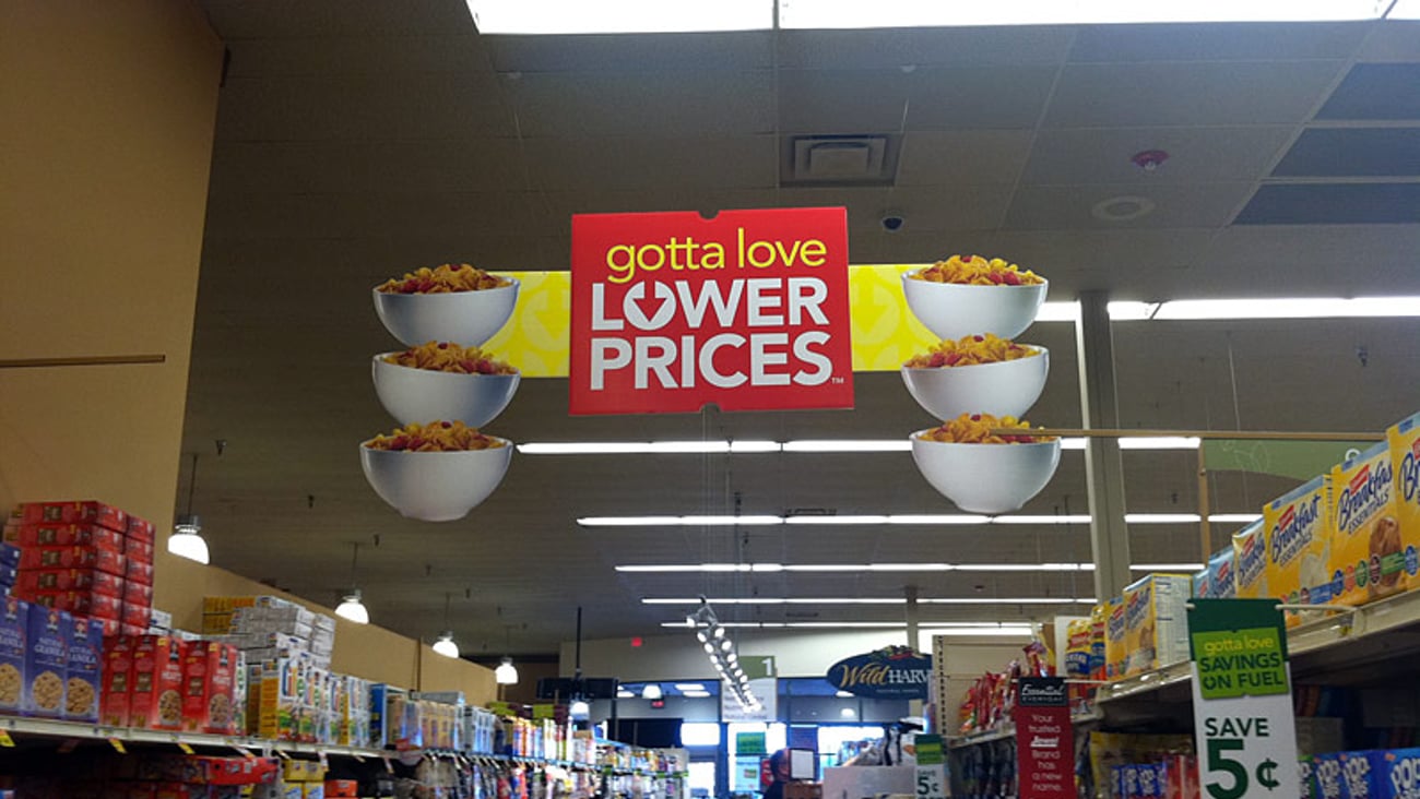 Jewel-Osco 'Lower Prices' Ceiling Sign