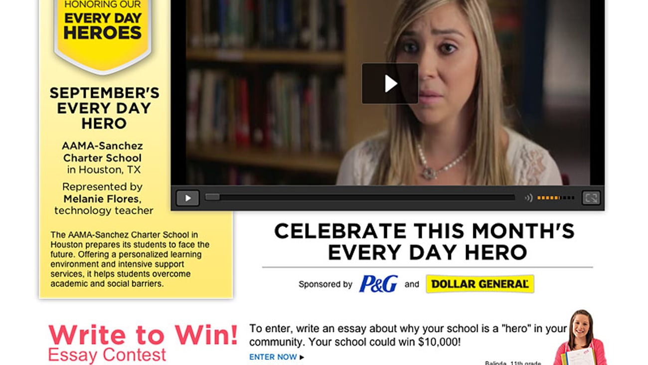 Dollar General P&G 'Every Day Heroes' Landing Page