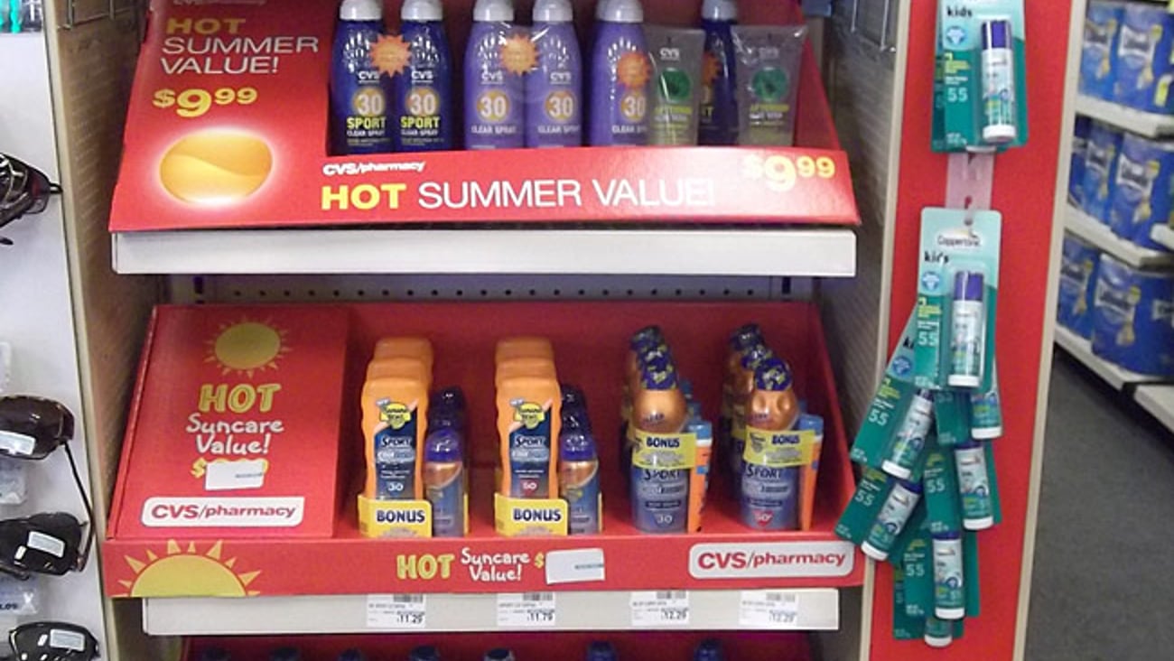 CVS Multi-Brand Sunscreen Shelf Trays