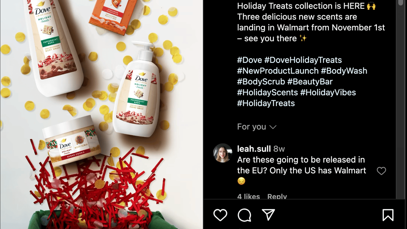Dove Holiday Treats Walmart Instagram Update