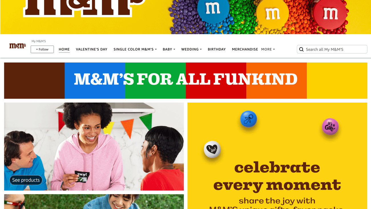 Amazon M&M's 'Celebrate Every Moment' Web Page