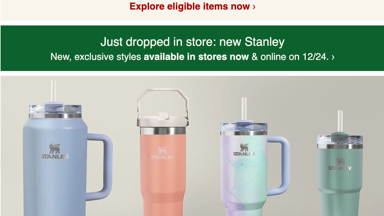 Target Stanley 'Just Dropped in Store' Email Ad