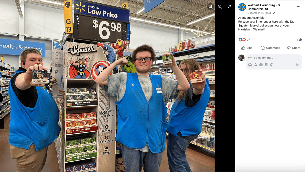 Walmart Dr. Squatch Marvel Collection Facebook Update
