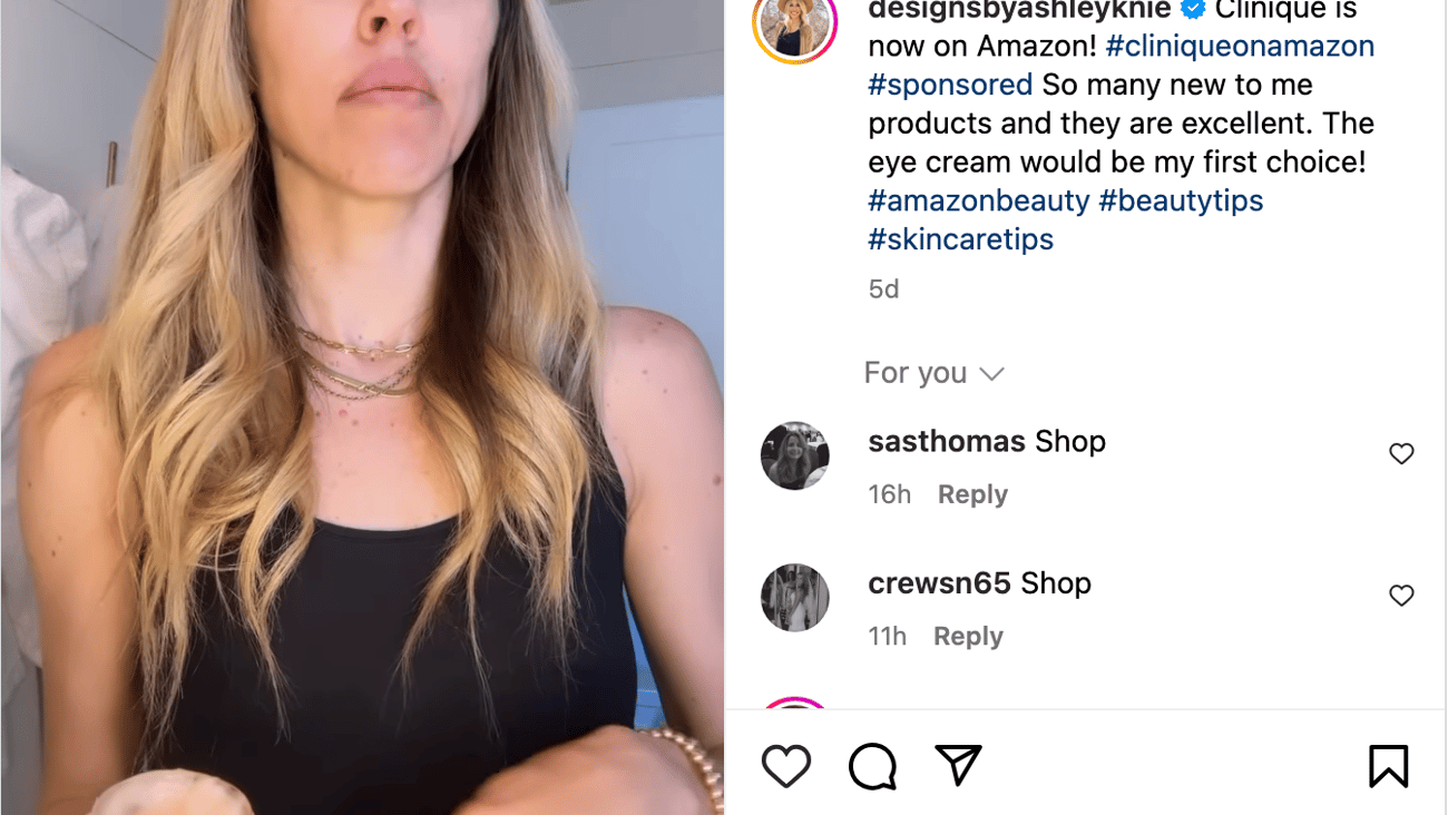Amazon Clinique 'New to Me' Instagram Update