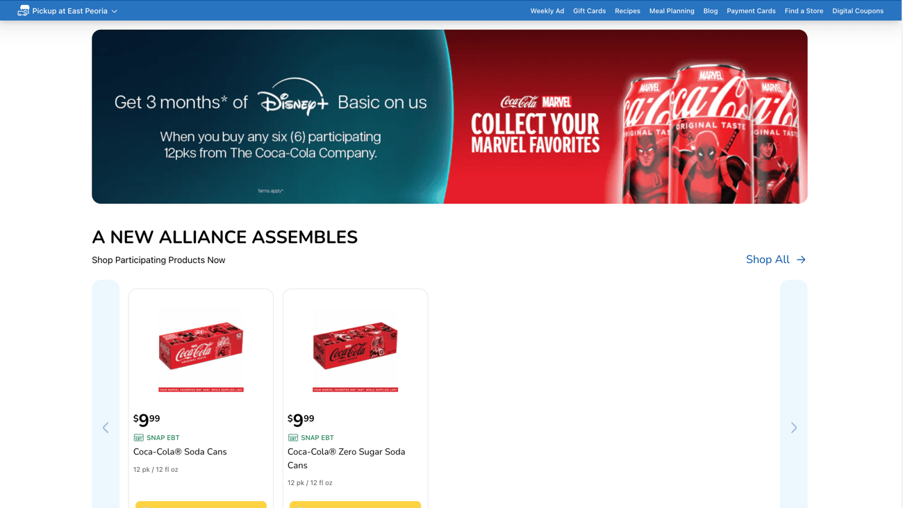 Kroger Coca-Cola 'Collect Your Marvel Favorites' Landing Page