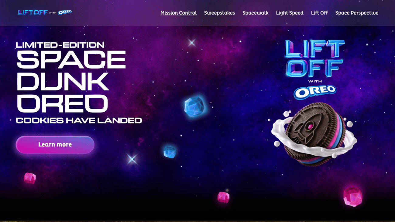 Space Dunk Oreo Web Page