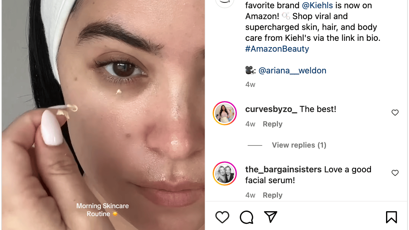 Amazon Kiehl's 'Your Favorite Brand' Instagram Update