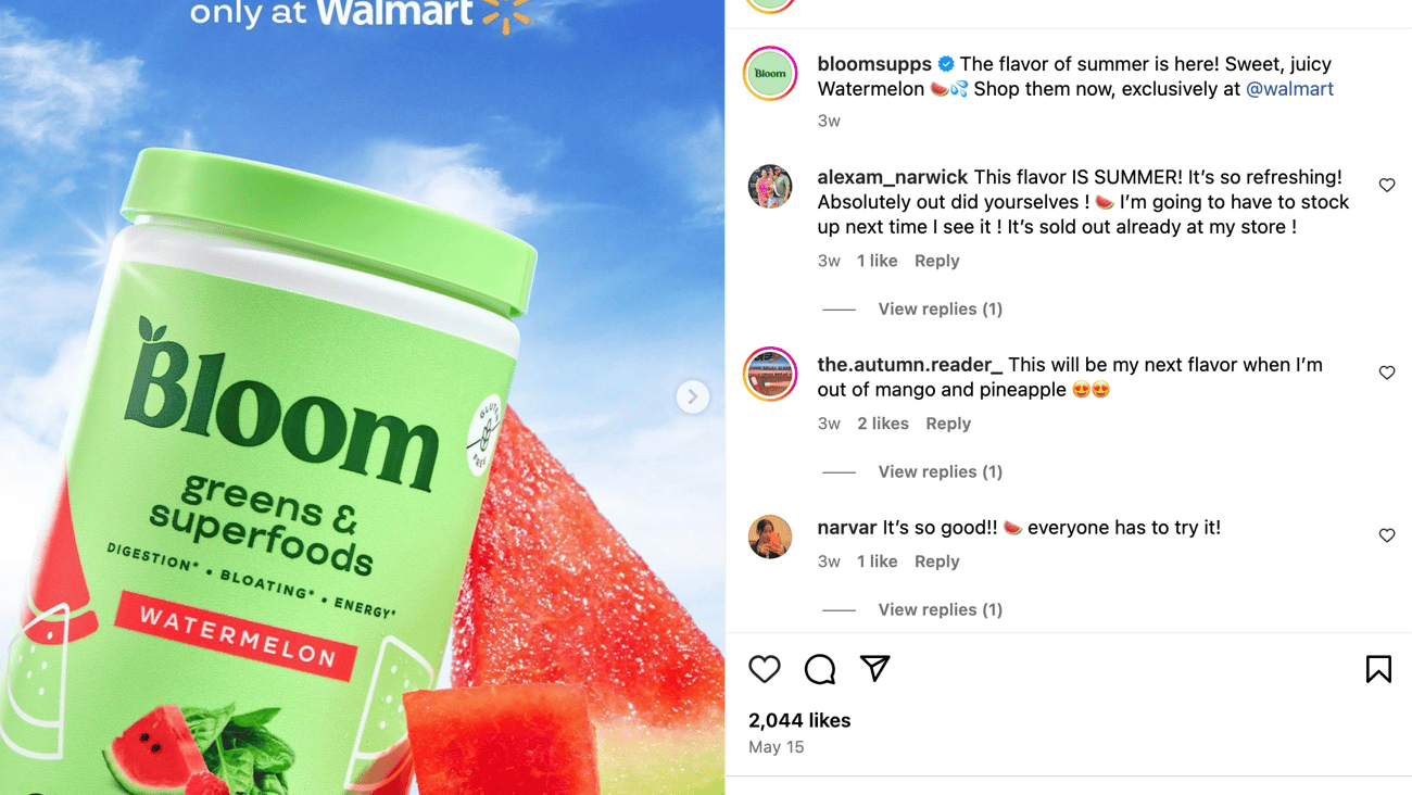 Bloom Walmart 'The Flavor of Summer' Instagram Update