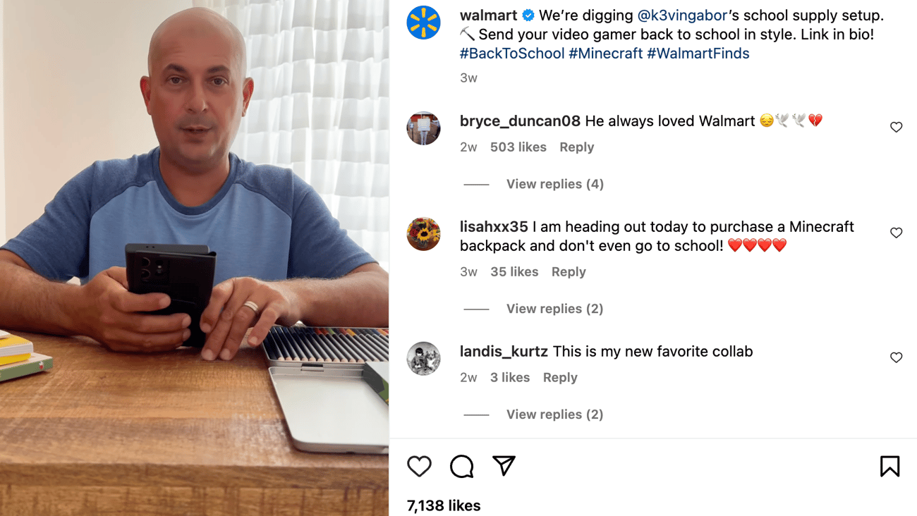 Walmart Minecraft Back to School Instagram Update