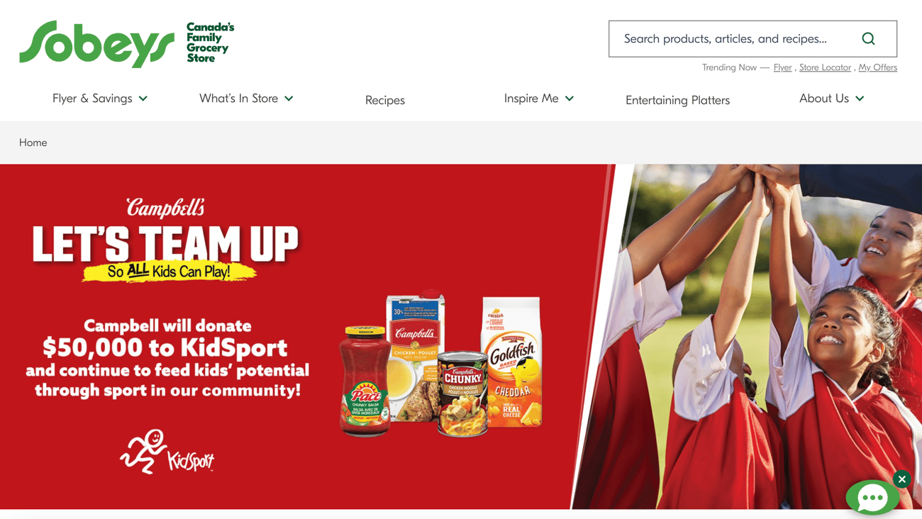 Sobey's Campbell's 'Let's Team Up' Web Page