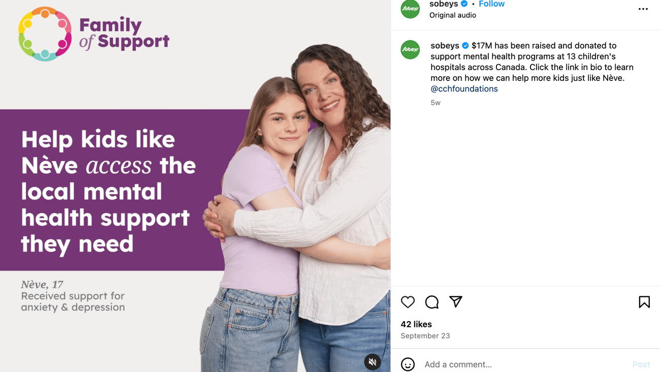 Sobeys Family of Support Instagram Update
