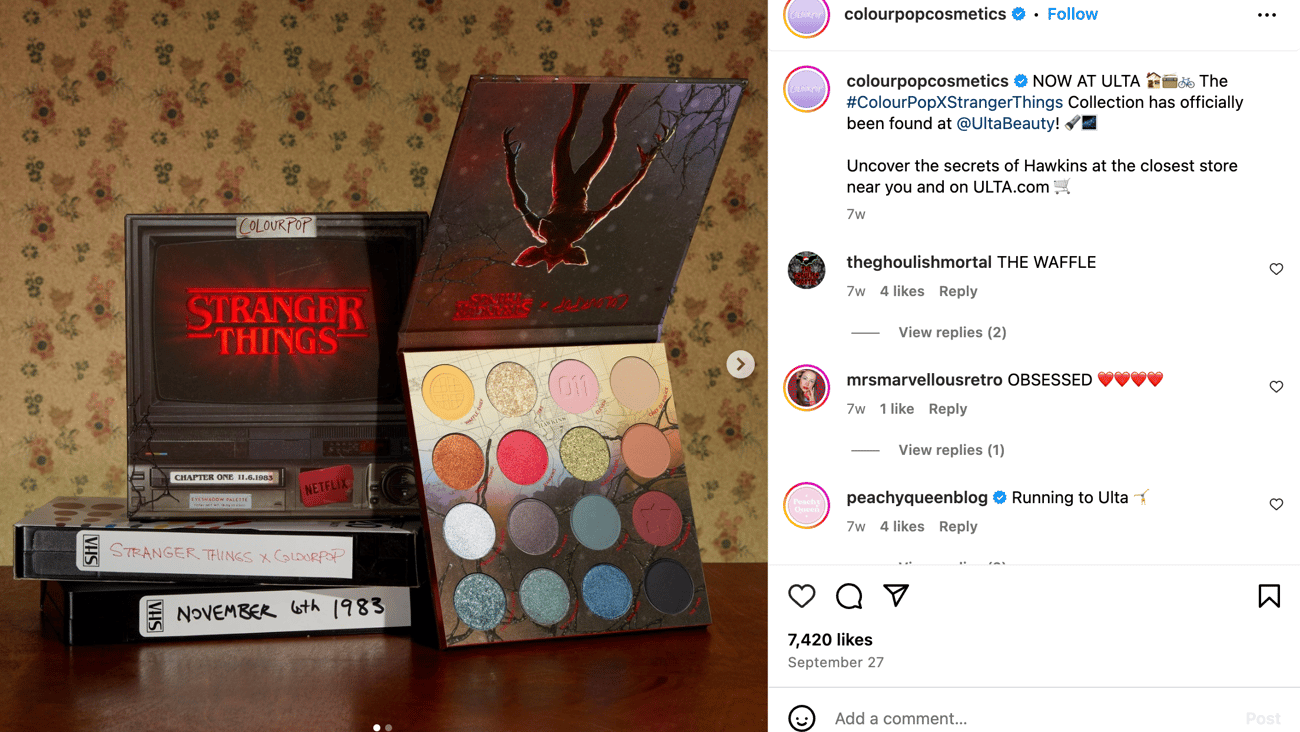 ColourPop Ulta 'Uncover the Secrets of Hawkins' Instagram Update