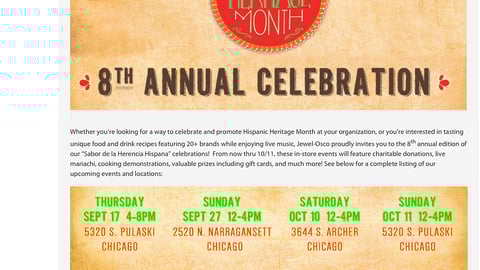 Jewel-Osco 'Hispanic Heritage Month' Blog Post