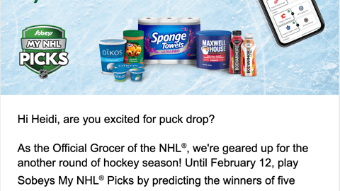 Sobeys 'My NHL Picks' Email