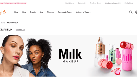 Ulta Milk Makeup Web Page