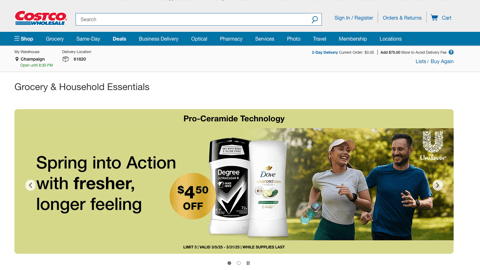 Costco Webpage