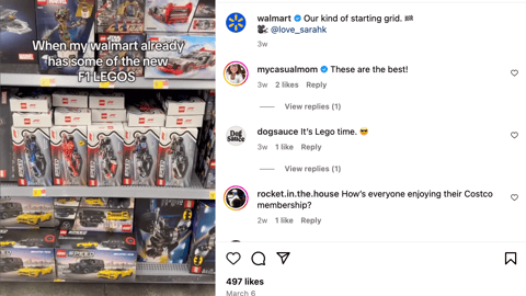 Walmart Lego 'Our Kind of Starting Grid' Instagram Update