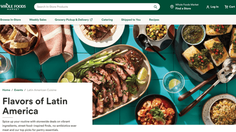 Whole Foods 'Flavors of Latin America' Web Page