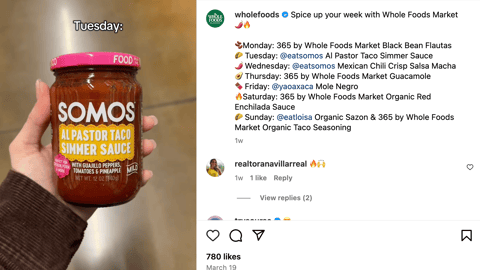 Whole Foods 'Spice Up Your Week' Instagram Update